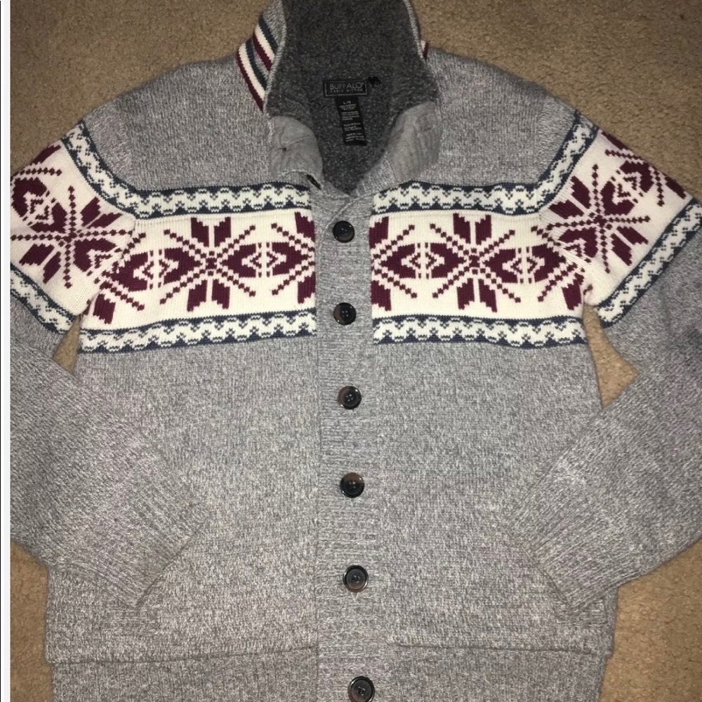 Buffalo David Bitton mens gray sweater winter L
